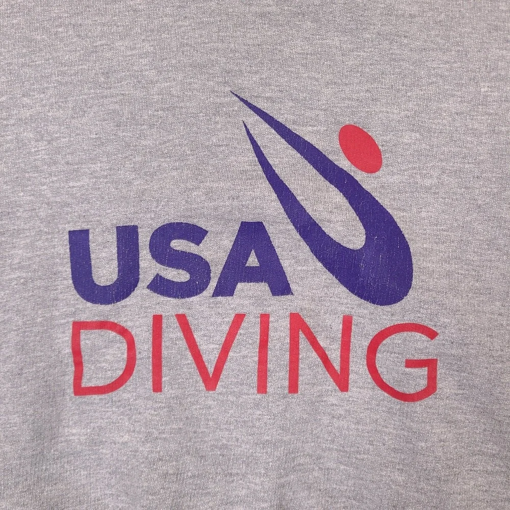 USA Diving Sweatshirt Adult Medium Gray Crew Neck Pullover Olympic Gildan - Picture 2 of 12